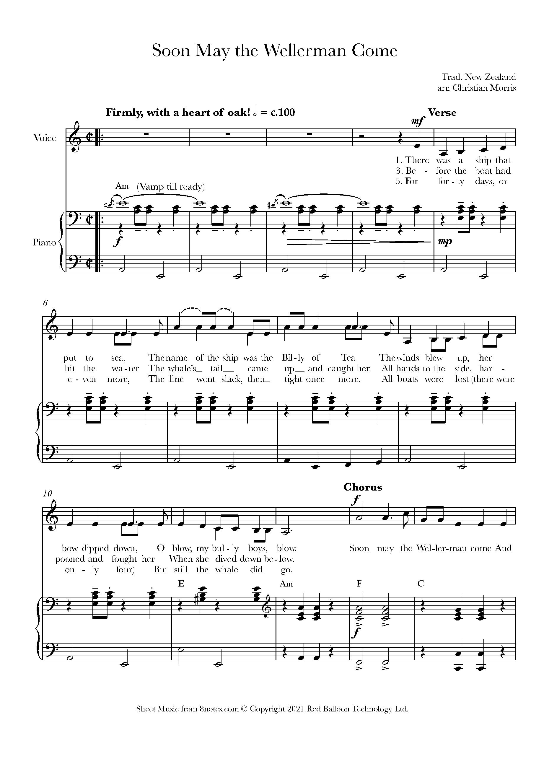 Soon May the Wellerman Come (New Zealand Trad.) Sheet music for Voice