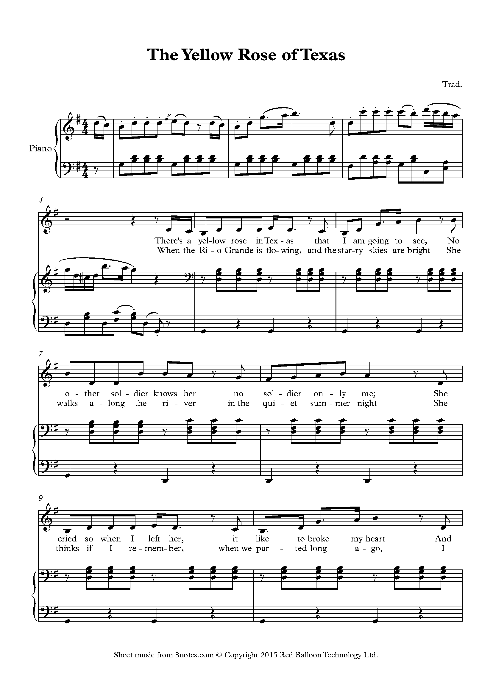 The Yellow Rose of Texas Sheet music for Voice