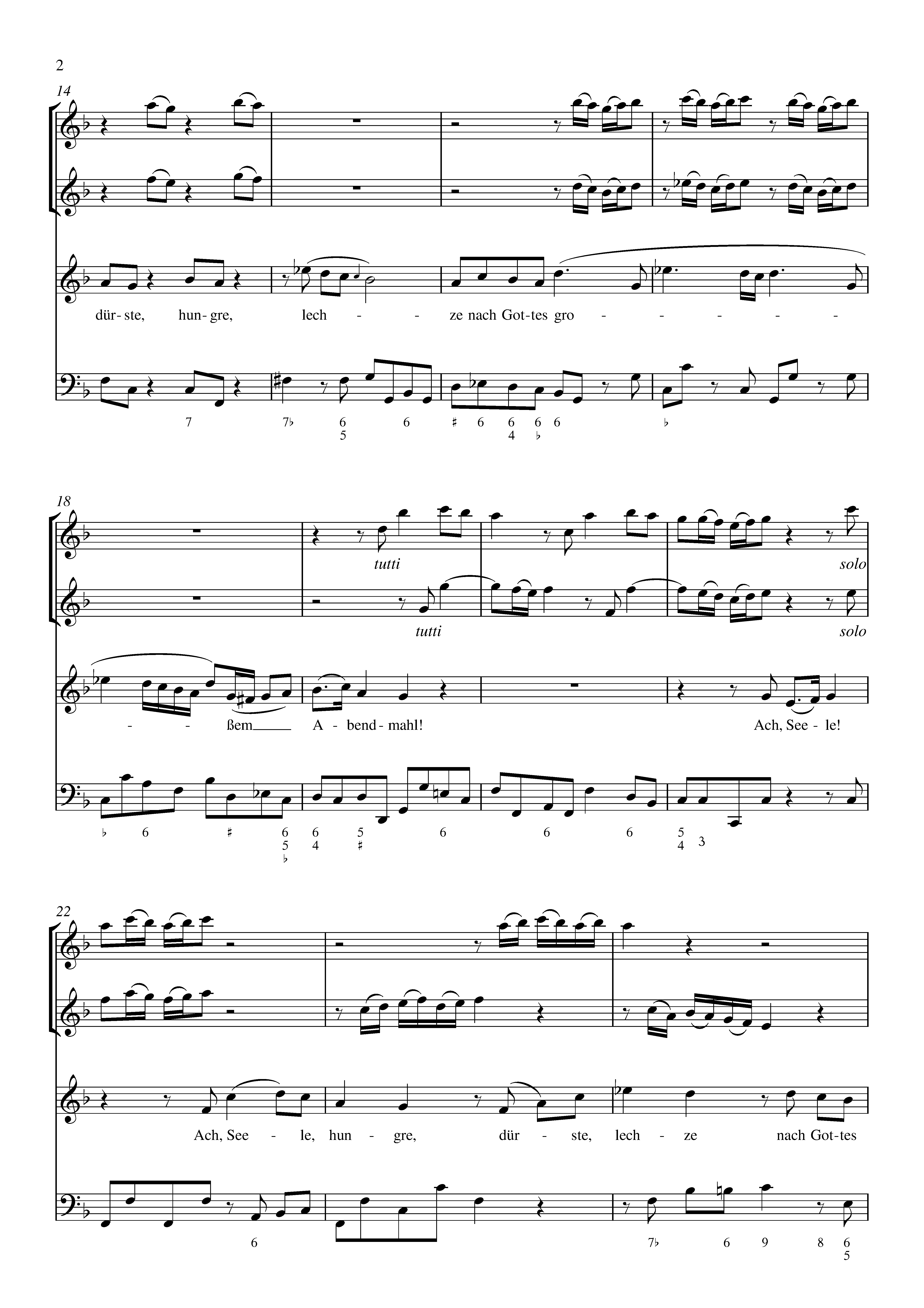 Telemann, Georg Philipp - Ach Seele, hungre, durste, TWV 1:31a Sheet ...