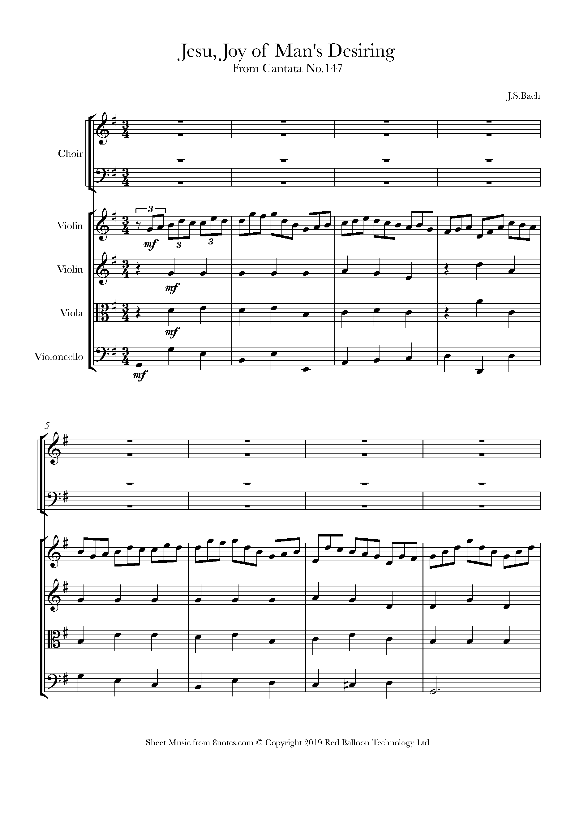 Bach Jesu Joy of Mans Desiring Sheet music for Voice and String