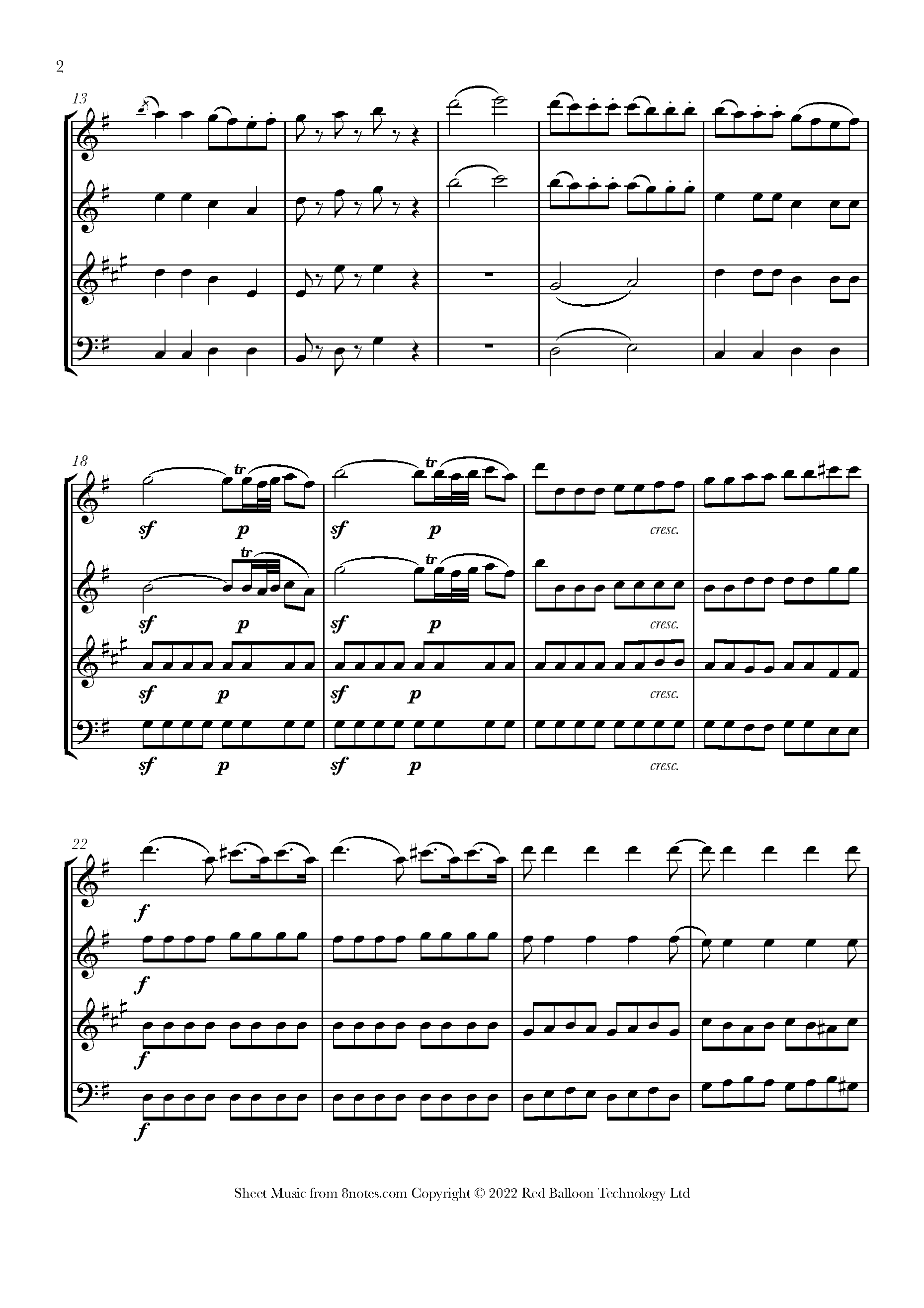 Mozart Eine Kleine Nachtmusik (Fl,Ob,Cl,Bn) Sheet music for Wind