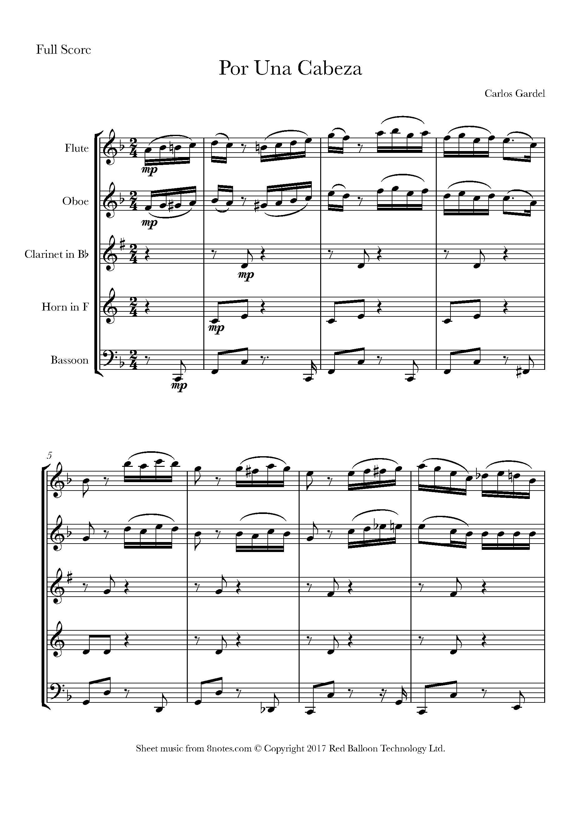 Carlos Gardel Por Una Cabeza (from the film Scent of a Woman) Sheet