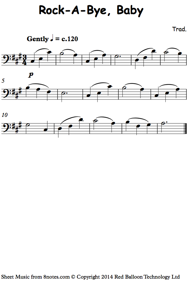cello rock a bye babyvlc sheet music 8notes com rock cello sheet music