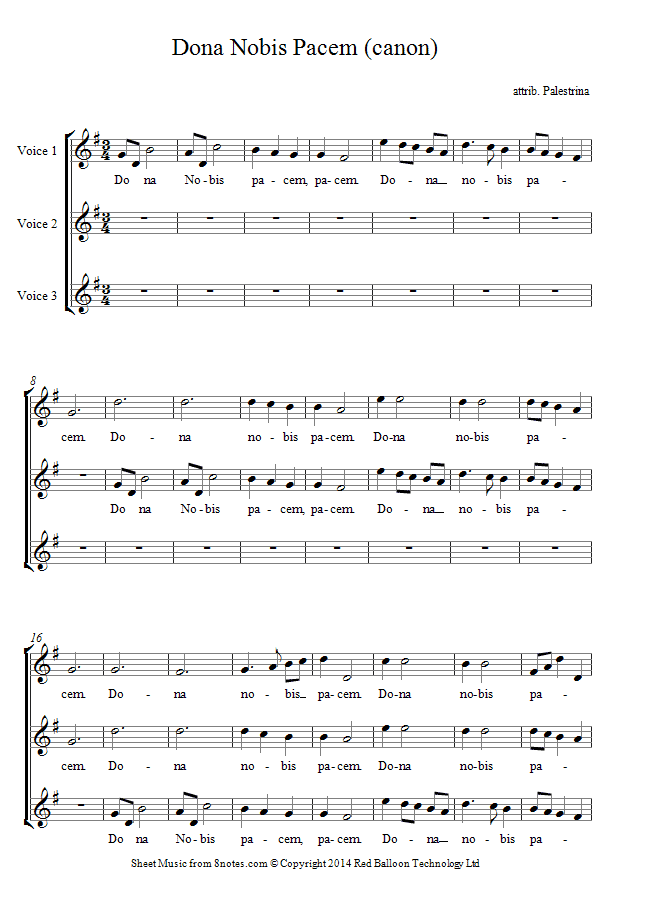 choir dona nobis pacem sheet music 8notes com dona nobis pacem round sheet music