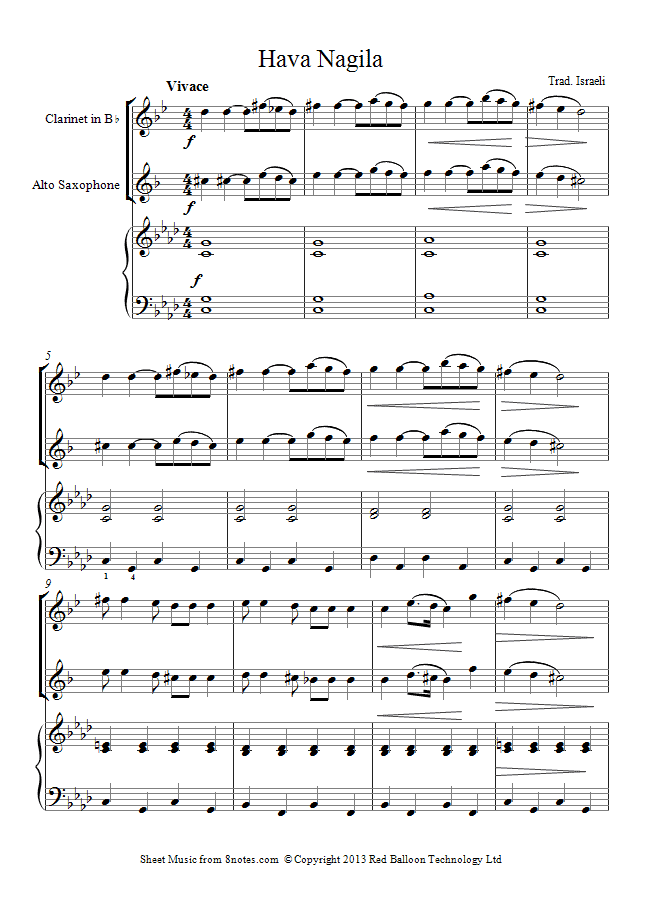 clarinet saxophone duet hava nagila sheet music 8notes com alto saxophone duets free sheet music