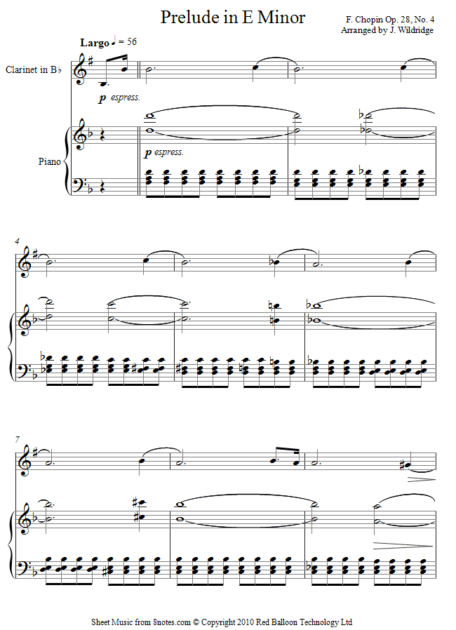 clarinet chopin prelude sheet music 8notes com prelude in b minor chopin sheet music