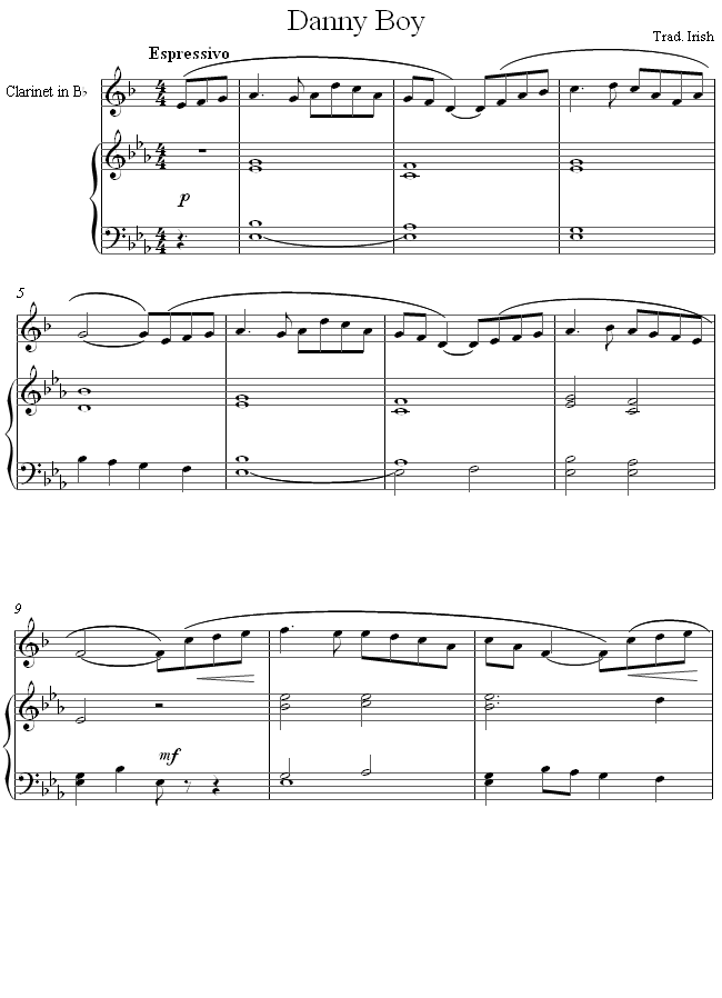 clarinet danny boy sheet music 8notes com danny boy sheet music free