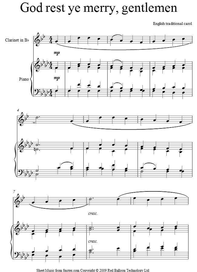 God rest you merry gentlemen sheet music for Clarinet - 8notes.com