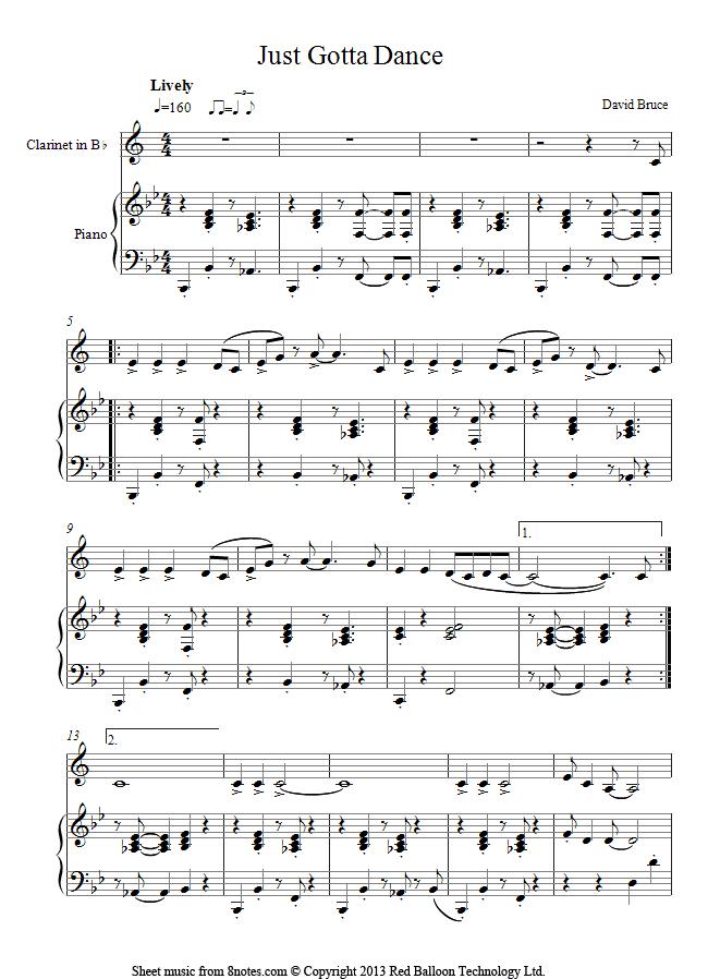 clarinet gotta dance sheet music 8notes com just dance sheet music