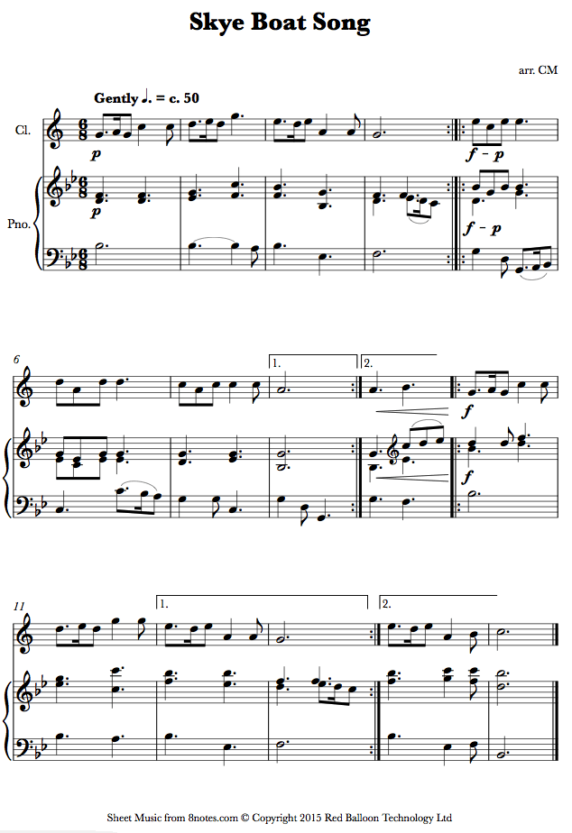 song for boat song sheet for clarinet 8notes song for boat song sheet for clarinet 8notes