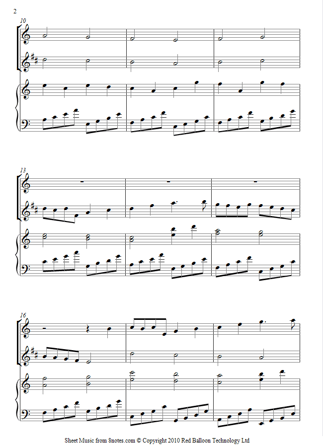 duet pachelbel canon sheet music