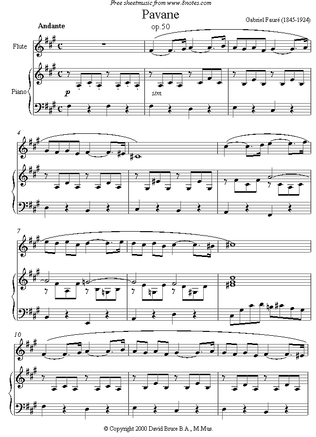 flute faure pavane sheet music 8notes com faure pavane piano sheet music