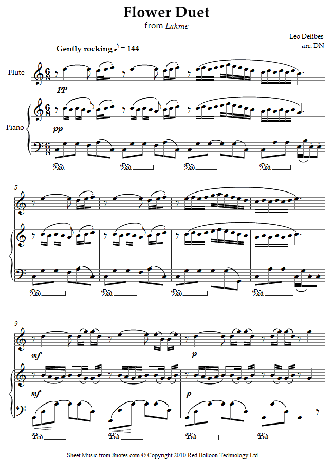 flute lakme sheet music 8notes com piano and flute duet sheet music