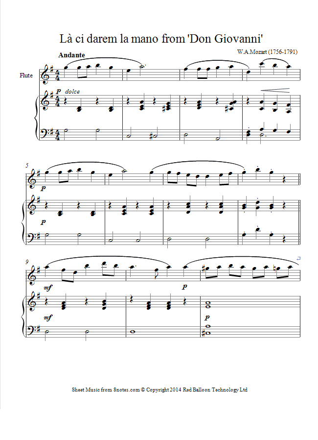 La ci darem la mano sheet music pdf