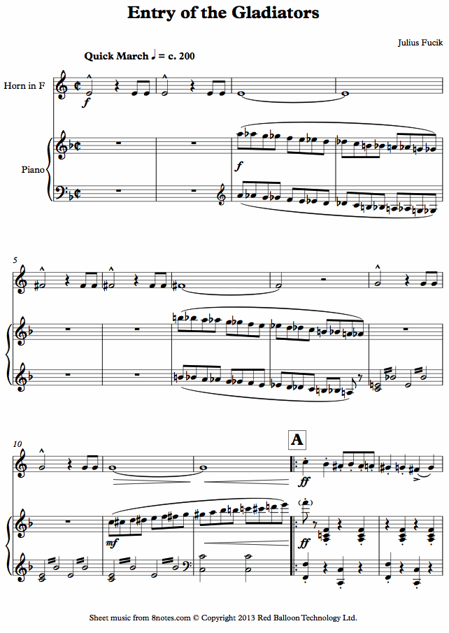 Entry of the gladiators sheet music Entry of the gladiators sheet music