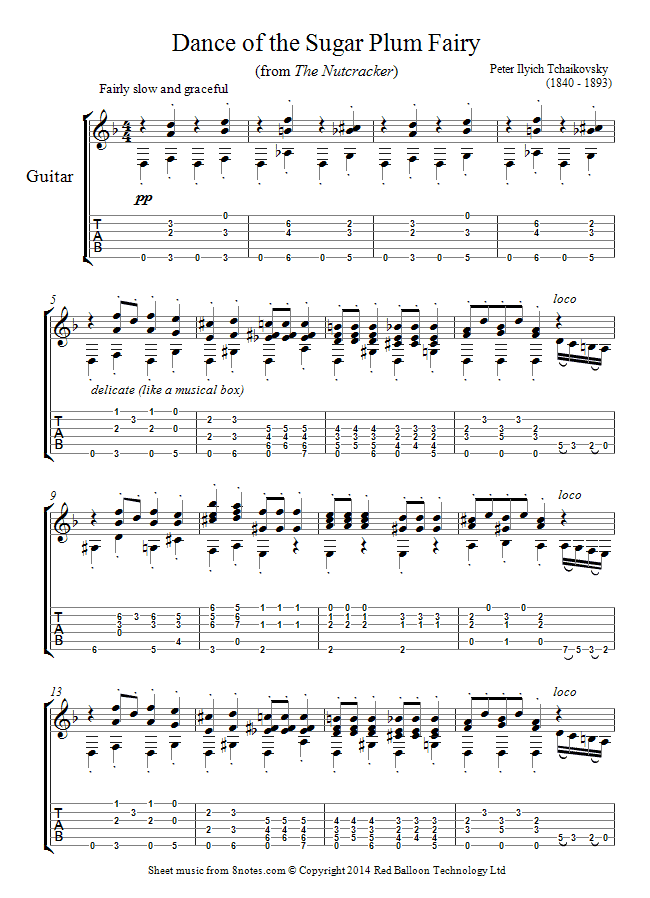 Tchaikovsky Dance of the Sugar Plum Fairy from the Nutcracker sheet