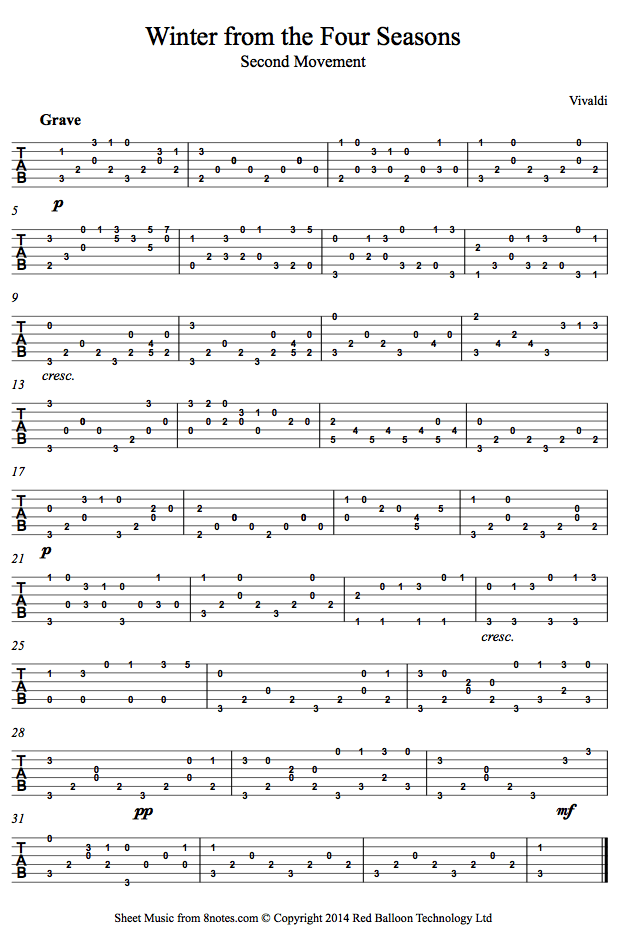Вивальди табы. Вивальди лето табы. Вивальди лето на гитаре табы. Вивальди зима Ноты для фортепиано.