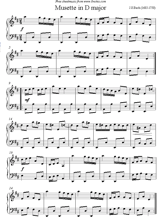 piano bach musette sheet music 8notes com bach piano sheet music