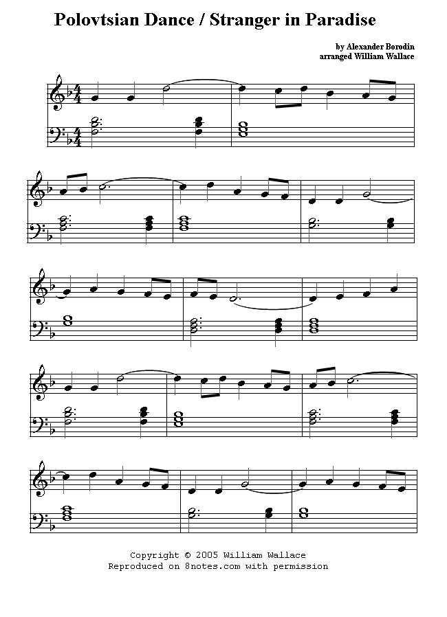 piano borodin polovtsian sheet music 8notes com polovtsian dances sheet music