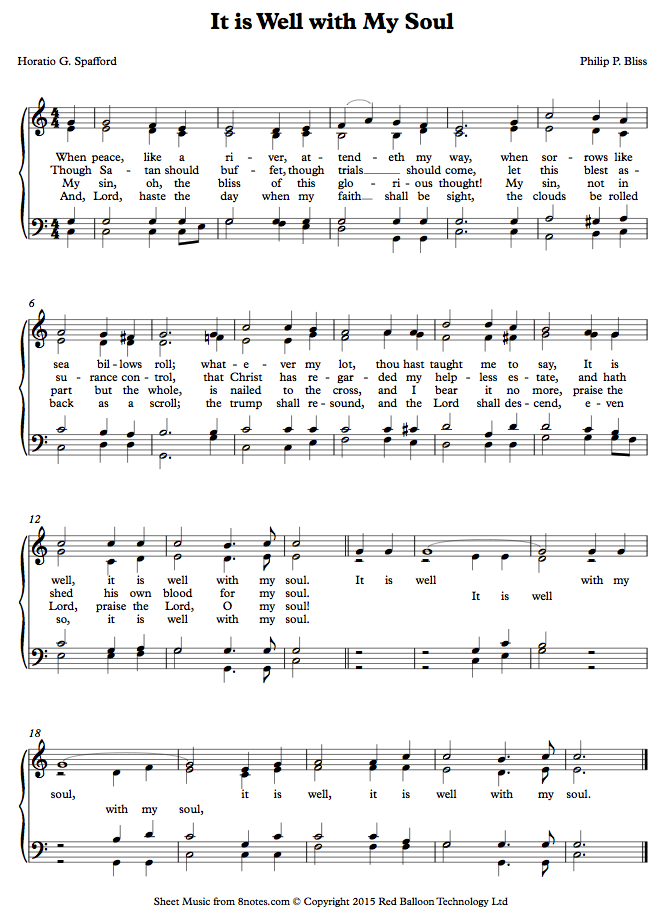 piano it is well sheet music 8notes com sheet music it is well with my soul