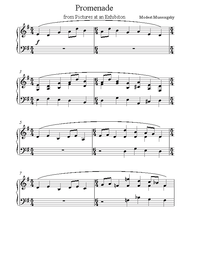 Мусоргский картинки ноты
