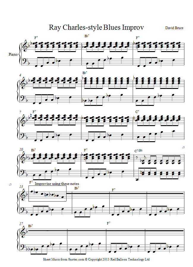 piano ray charles style sheet music 8notes com ray charles sheet music