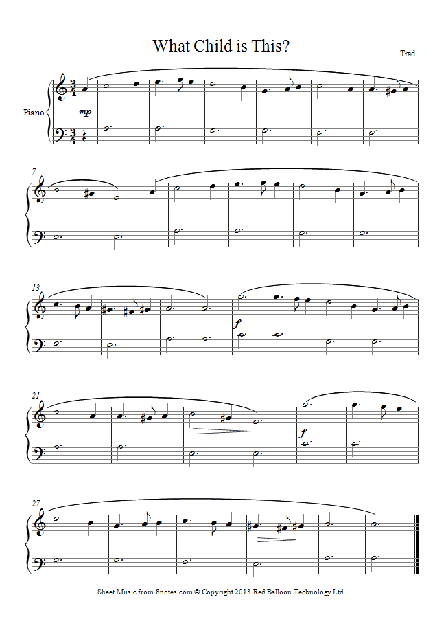 piano what child is this sheet music