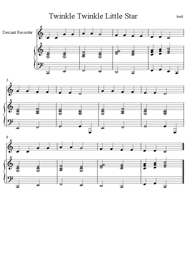 Twinkle Twinkle Little Star sheet music for Recorder ...