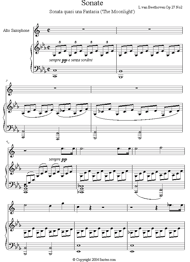 saxophone moonlight sonata sheet music 8notes com dancing in the moonlight sheet music