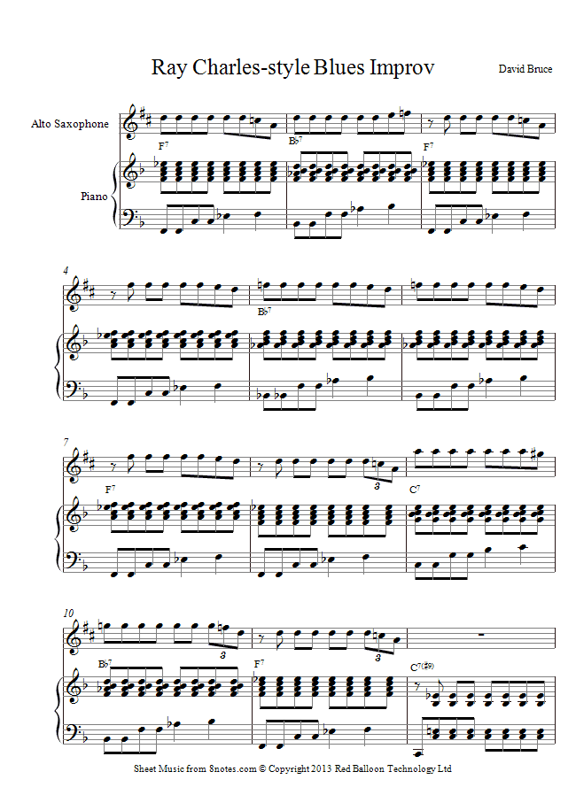 saxophone ray charles style sheet music 8notes com ray charles sheet music