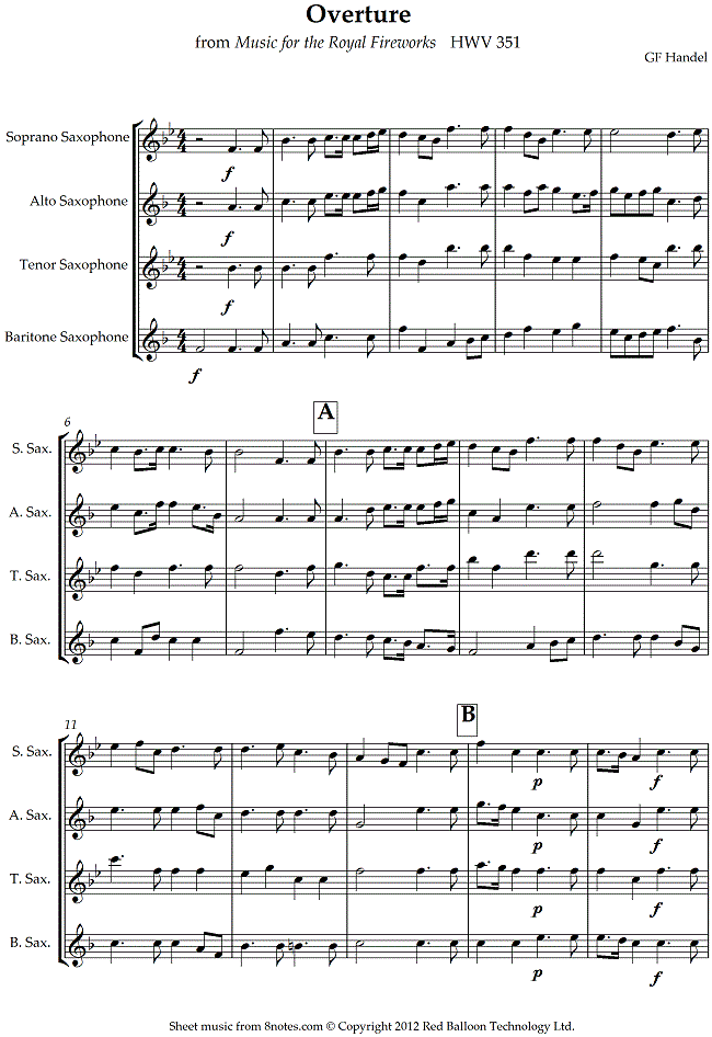 saxophone quartet sheet music