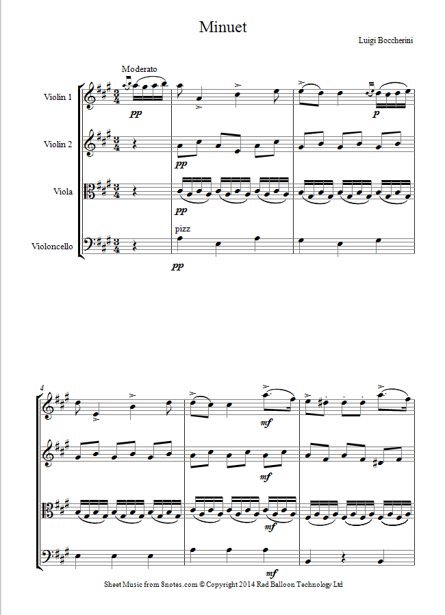 Boccherini minuet cello pdf free