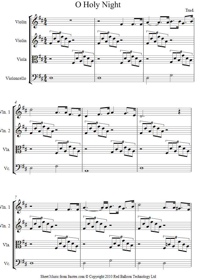 string quartet o holy night sheet music 8notes com o holy night violin sheet music