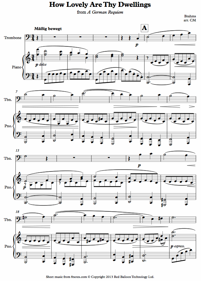 Brahms - How Lovely Are Thy Dwellings from A German Requiem sheet music ...