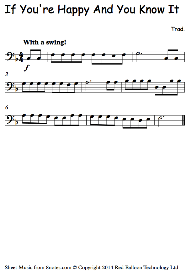 trombone happy and you know ittbne sheet music 8notes com happy trombone sheet music