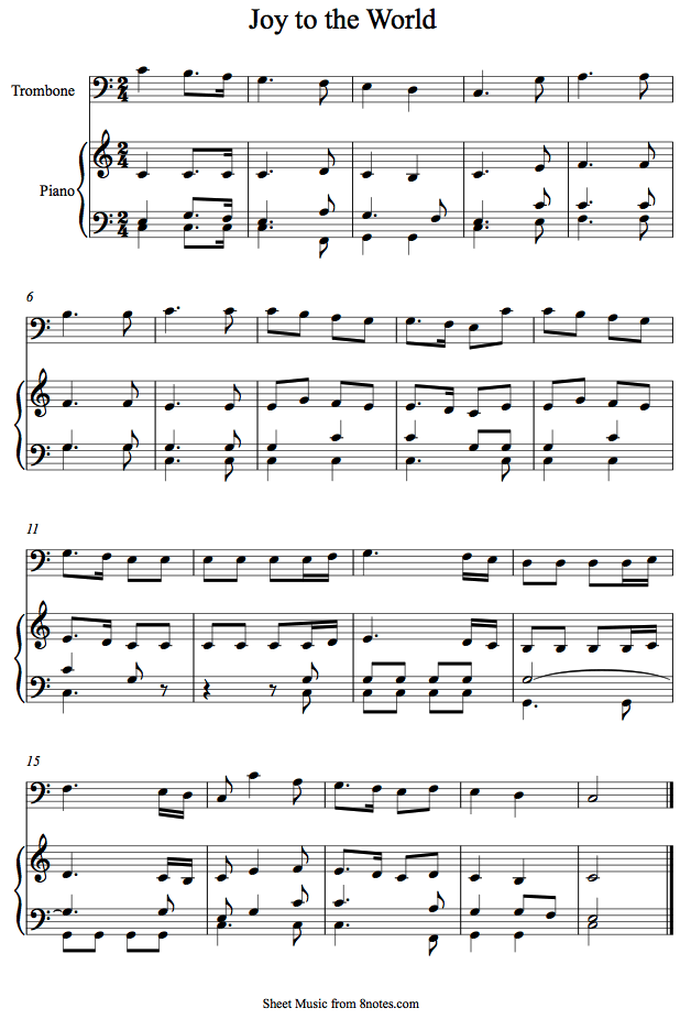 joy to the world sheet music for trombone 8notes com traditional christian christmas songs