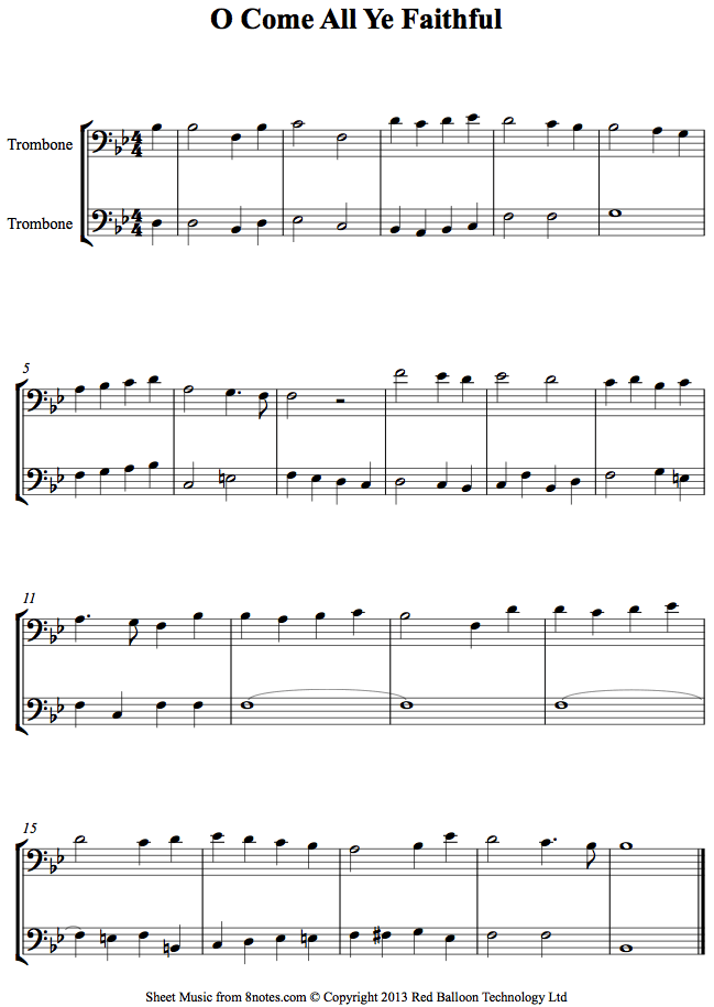 trombone duet o cometbneduet sheet music 8notes com trombone duet sheet music