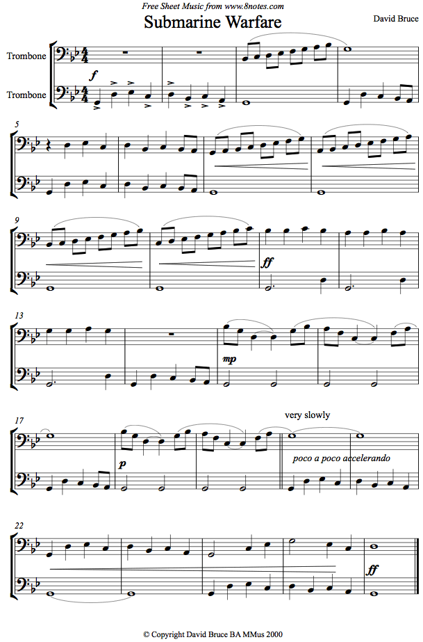 trombone duet submarine warfaretbneduet sheet music 8notes com trombone duet sheet music