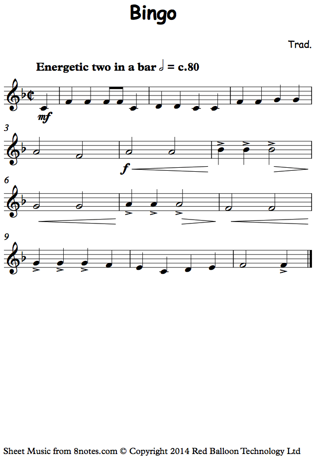 trumpet BingoTPT sheet music - 8notes.com