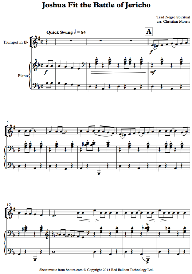 Joshua Fit the Battle of Jericho sheet music for Trumpet
