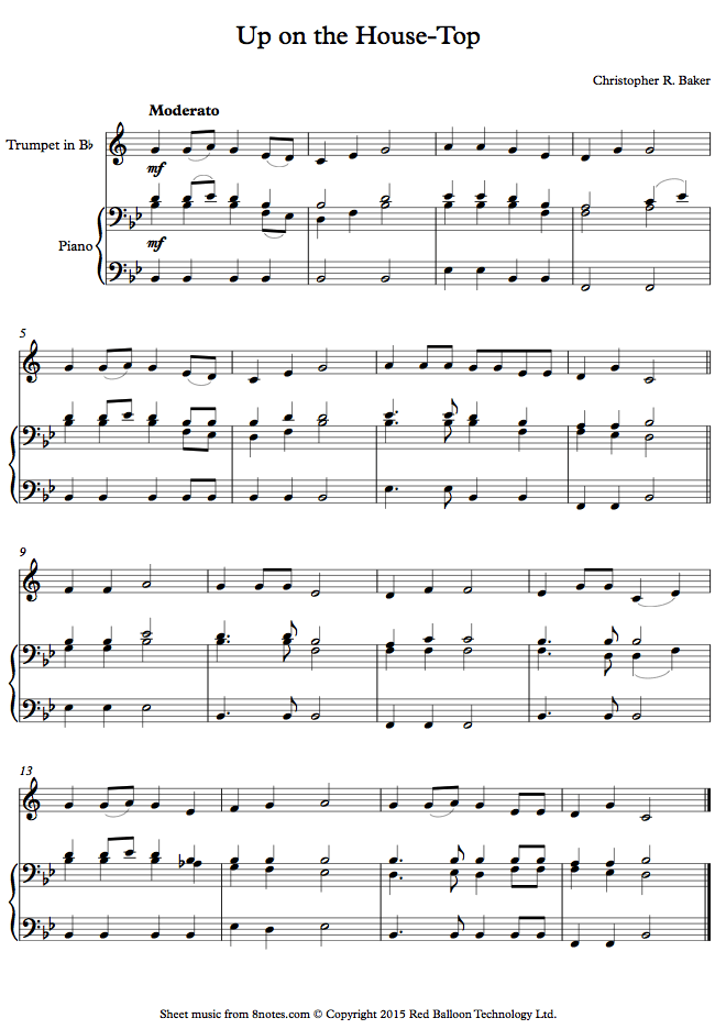 Baker Up on the HouseTop sheet music for Trumpet
