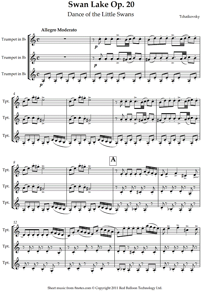 trumpet trio dansesdescygnetstpt sheet music 8notes com trumpet trio sheet music