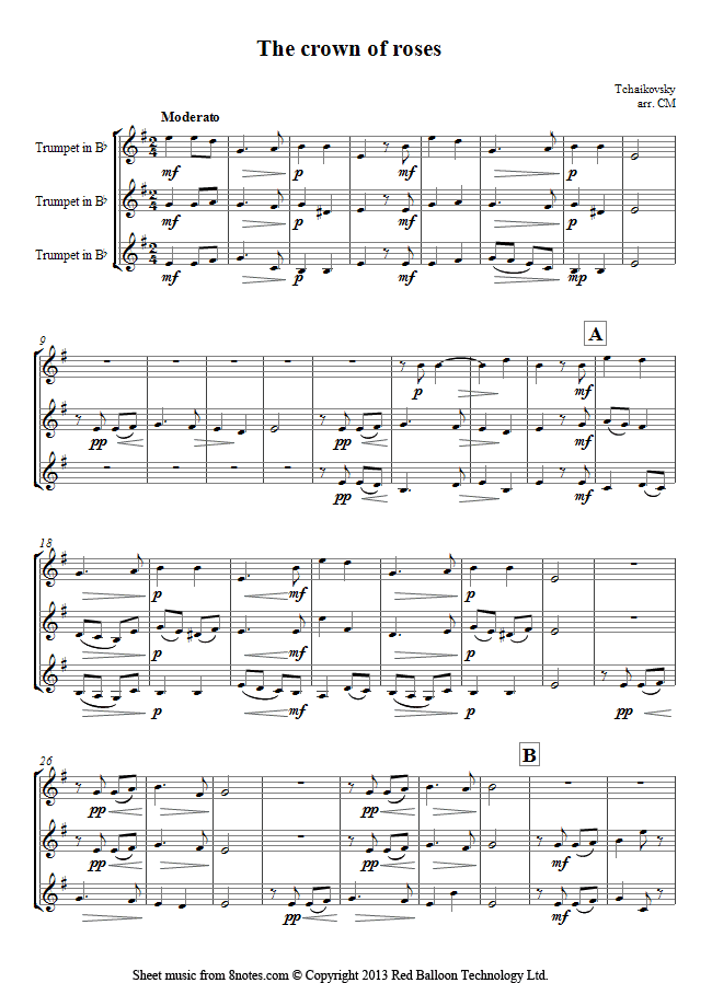 trumpet trio crown roses sheet music 8notes com trumpet trio sheet music
