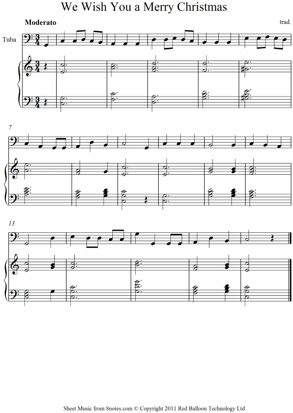 We Wish You a Merry Christmas sheet music for Tuba