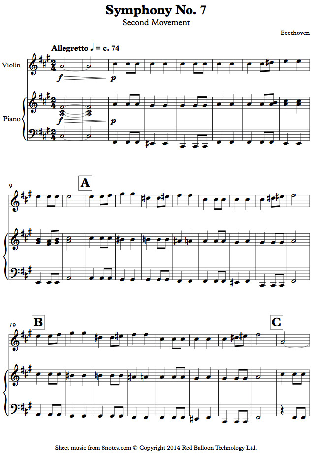 All Music Chords beethoven sheet music : violin beethoven 7 2ndVLN sheet music - 8notes.com