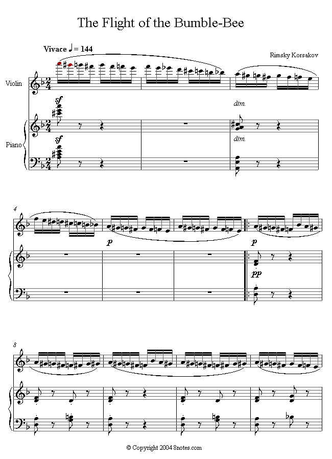 Flight of the bumblebee violin pdf