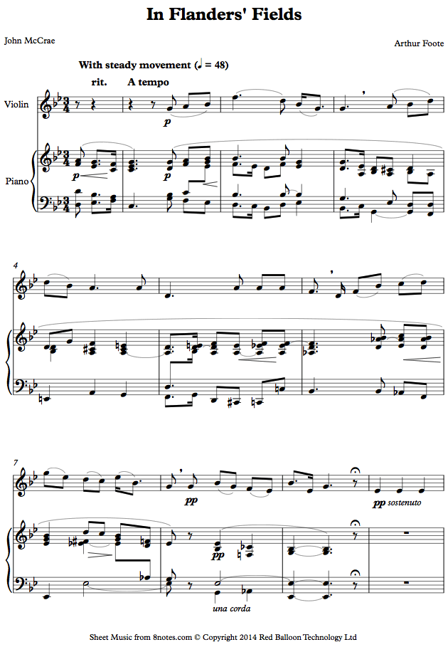 violin flanders fieldsvln sheet music 8notes com in flanders fields sheet music
