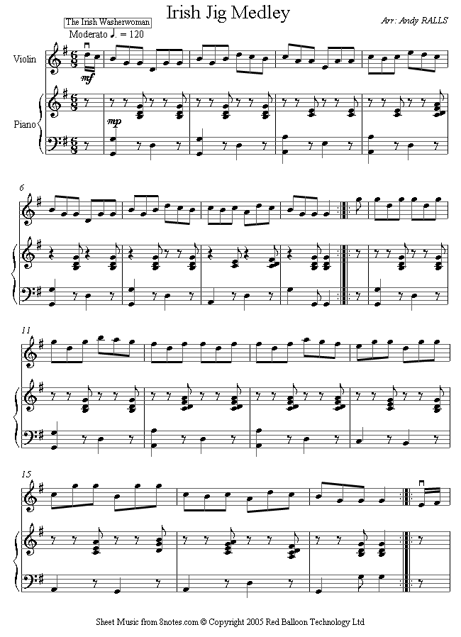irish jig medley sheet music for violin 8notes com irish jig medley sheet music for violin 8notes com