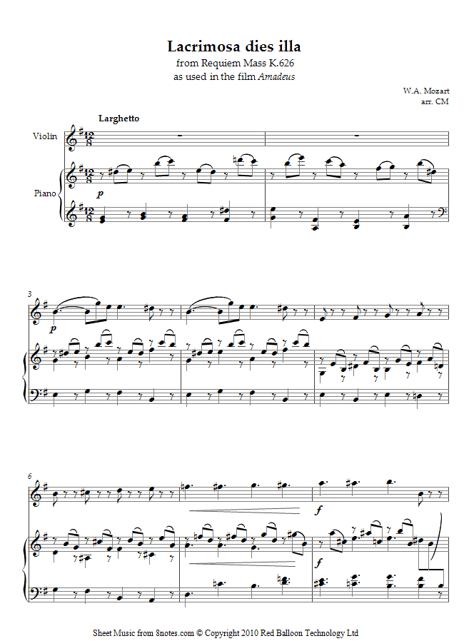 Wolfgang Amadeus Mozart Lacrimosa dies illa from Requiem Mass K.626