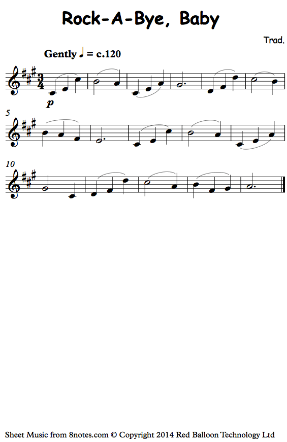 violin rock a bye babyvln sheet music 8notes com rock violin sheet music